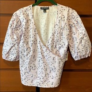 INC puff sleeve ditsy dazzle blouse